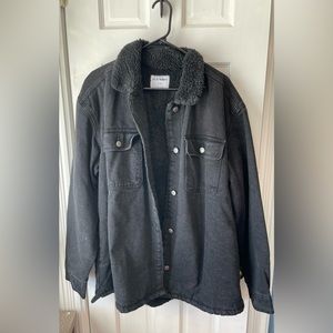 Sherpa Lined Black Jean Jacket